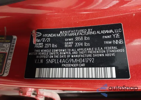 2021 Hyundai Elantra Se from USA, damaged, VIN 5NPLL4AG9MH041792